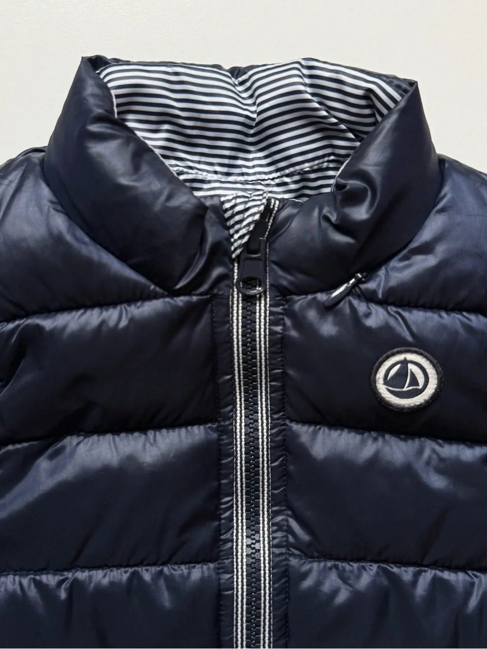 Petit Bateau Baby Unisex Reversible Quilted Puffer Vest - Navy & White - 18M